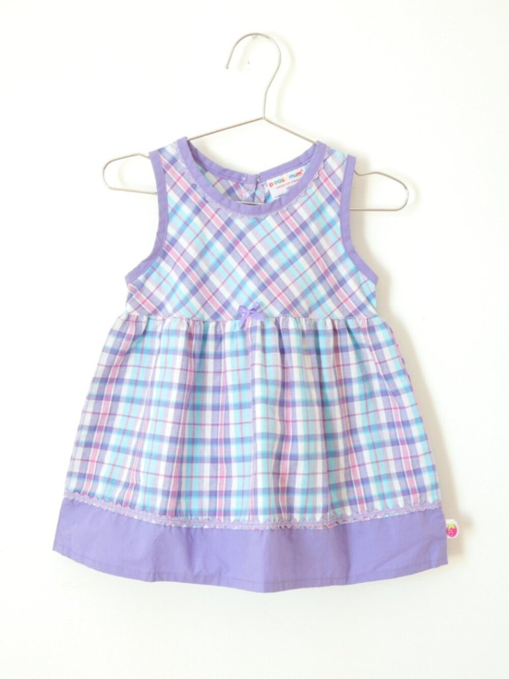 Vintage Please mum Apple Purple Plaid Cotton Dress / 18M
